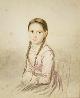  SUTER, Jakob (Riedikon/Zh 1793 - 1874 Thun), zugeschr., Sitzendes Mädchen Halbfigur en face. Aquarellierte Zeichnung Signiert J. Suter.