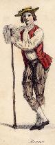  , Jeune homme en costume de Berne. Lithographie en couleur avec titre 'Berne'.