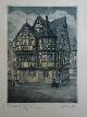  (Bacharach / Rheinland-Pfalz), Bacharach, Altes Haus -  Colorierte Original-Radierung