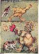  Louis Wain Illustrator, Louis Wain: a dog chasing a chicken, followed by Retribution - printed in 1920. An original coloured cat print by the foremost cat illustrator of the early 20th century.