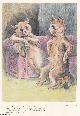  Louis Wain Illustrator, Louis Wain: a pair of cats in love - undated, but likely 1980s. A coloured cat print by the foremost cat illustrator of the early 20th century.