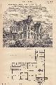  HALSTEAD, ESSEX, 1872 : A Country Residence: House at Halstead, Essex. C. F. Hayward, Architect. An original page from The Builder. An Illustrated Weekly Magazine, for the Architect, Engineer, Archaeologist, Constructor, & Art-Lover.