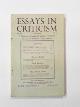  BATESON, F.W. & HARVEY, W.J. (eds), Essays in criticism: a quarterly journal of literary criticism, vol.I, no.4, October 1959
