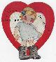  Valentine, Heart Shaped Vintage Valentine Card with Little Girl in Rubber Boots