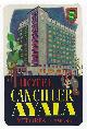  Advertisement, Vintage Luggage Label for Hotel Canciller Ayala Vitoria, Espana