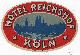  Advertisement, Vintage Luggage Label for Hotel Reichshof, Koln, Germany