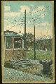  Postcard, Comic Postcard of Man Sitting on Trolley Tracks