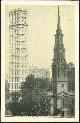  Postcard, New York's Two St. Pauls, St. Paul Building and St. Paul's Chapel