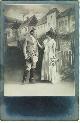  Postcard, Photo Postcard of Romantic Couple Dressed Up in Front of a Painted Set