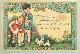  Easter, Easter Greetings Card with Two Children Playing with Bunnies