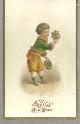  Christmas, Victorian New Year Card with Small Boy with Bouquet