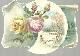 Advertisement, Victorian Card with Winter Scene and Roses in Crescent Moon