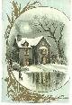 Advertisement, Victorian Card with Snowy House and Golden Wheat