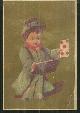  Advertisement, Victorian Card with Boy in Uniform Holding Card
