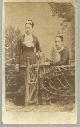  Photograph, Two Sisters with Wooden Fence from Olney, Illinois Cabinet Card