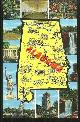  Postcard, Map Postcard of Alabama