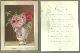  Christmas, Victorian Christmas Card with Floral Bouquet in Vase with H.M. Burnside Poem
