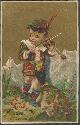 Advertisement, Victorian Trade Card for S. Rosenbloom and Sons Shoes with Scottish Boy Playing Fiddle