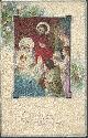  Postcard, Religious Christmas Wishes Postcard with Mary, Joseph, and Baby Jesus