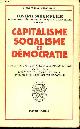  Schumpeter Joseph, Capitalisme socialisme et démocratie - Collection bibliothèque économique.
