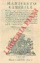  Manifesto Camerale, sull'introduzione, estrazione e transito delle mercanzie, vini, generi e bestiami, escluse le bestie bovine e lanute. Ed intorno all'introduzione, smercio e ritenzione del sale e tabacco ...