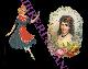  -, Volto di giovane donna, circondata da fiori.