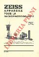  Carl Zeiss. Jena -, Appareils pour la microphotographie. Catalogo. Mikro 414 fr.