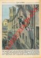 BELTRAME A. -, Ripetizione di una tavola di Beltrame del 1900 : a Ferrara pompieri portano in salvo cittadini da un palazzo in fiamme.