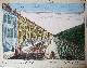  [in the style of Probst], [Handcolored Opticaprent/Optical view The Hague/Den Haag] T GESIGHT van de PRINCESSE GRAST en COUCAMP SIENDE NAAR de NIEUWEN UQT LIG, published ca. 1770.