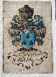  , [17th century heraldic drawing, coat of arms] Handcolored on parchment of D.H. Claes Corver, oud schepen 1651, 1 p.