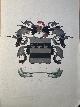  [Van Dam getekende wapenkaart]., Drawing Wapenkaart/Coat of Arms: Handcolored coat of arms Van Dam with three birds/ducks, 1 p.