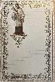  [oud decoratief briefpapier], Original relief paper religious writing paper, 4 pages with lines of which the first page is decorated with a gold relief printed decorative border and a coloured prayer vignet of a Saint carrying a cross.