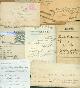  Schmiedler, Korn & Rosen (New York); Anglo-California Bank (San Francisco), et al., Business Mss: Receipts, Invoices: Schmiedler, Korn & Rosen (New York) 10/14/1898; Wells Fargo 4/15/1909; Anglo-California Bank (San Francisco) 5/16/1884; City of Lawrence, Ks, Property Tax Receipt for J.G. Fevril, 9/5/1859; City of Lawrence, Ks, Property Tax Receipt for J.G. Fevril 8/6/1861; Horton & Kennedy, Livermore (California) Lumber Yard, 3 Receipts from 1885; Jerome B. Rice, Cambridge, Ny, 2/21/1898; Deed from 1878, Property in Cabell Co. , W. Virginia; Chas. Aiken New Year's Greeting Card; Earl Singleton, Beaumont, Tx, Masonic Order Dues Invoice 12/31/1932; Religious Decree Cards from 6/27/1877; Rsvp Card 2/5/1891; Envelope Address to Mr. F. Martens, Berkeley, Ca, from Germany, 11/11/1915; Envelope Address to Harry Weber of Napa, Ca, from Alaska, 1/5/1910; Envelope Address to Harry Weber of San Francisco, Ca, from Seattle, 3/2/1910; Envelope Address to Emil T.H. Bunje of Berkeley, Ca, from Karl Bunje, Wardenburg, Germany