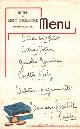  Hotel Du Mont Cornadore, Dinner Menu for Guests of Hotel Du Mont Cornadore
