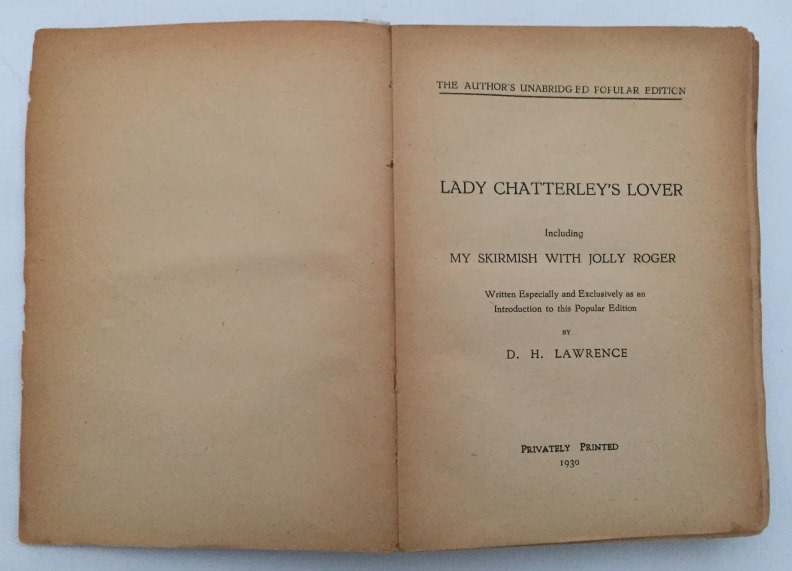 LAWRENCE, D.H., - Lady Chatterley's lover. Including My skirmish with Jolly Roger. Written especially and exclusively as an introduction to this Popular Edition