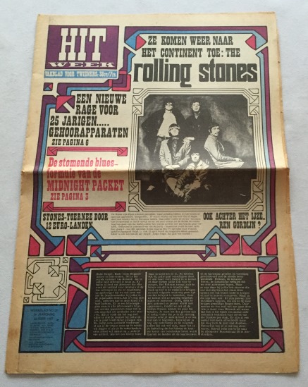 RIDDER, WILLEM DE, SAMENSTELLING, - Hitweek. Vakblad voor twieners. Weekblad No. 23, 2e Jaargang, 23 februari 1967. 'Ze komen weer naar het continent toe: The Rolling Stones' [los nummer]