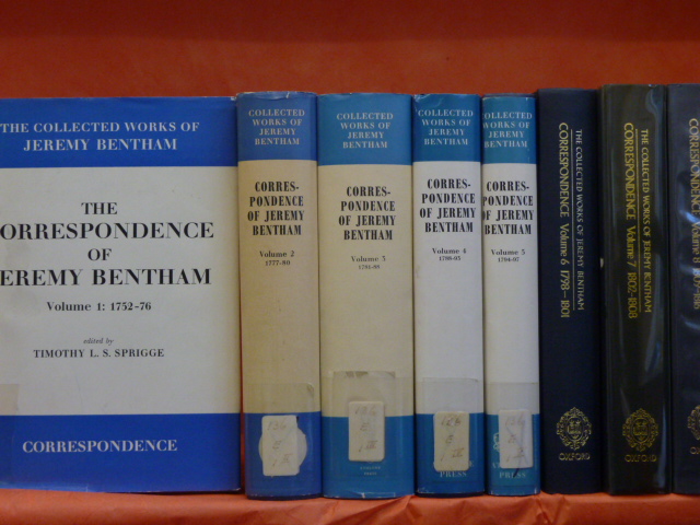 BENTHAM, J. - The correspondence of Jeremy Bentham. 10 volumes.