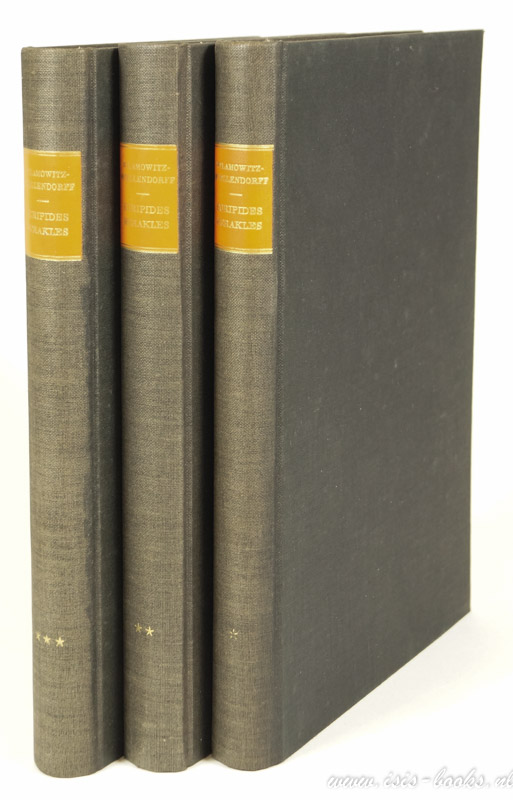 WILAMOWITZ-MOELLENDORF, U. VON - Euripides Herakles. Complete in 3 volumes.