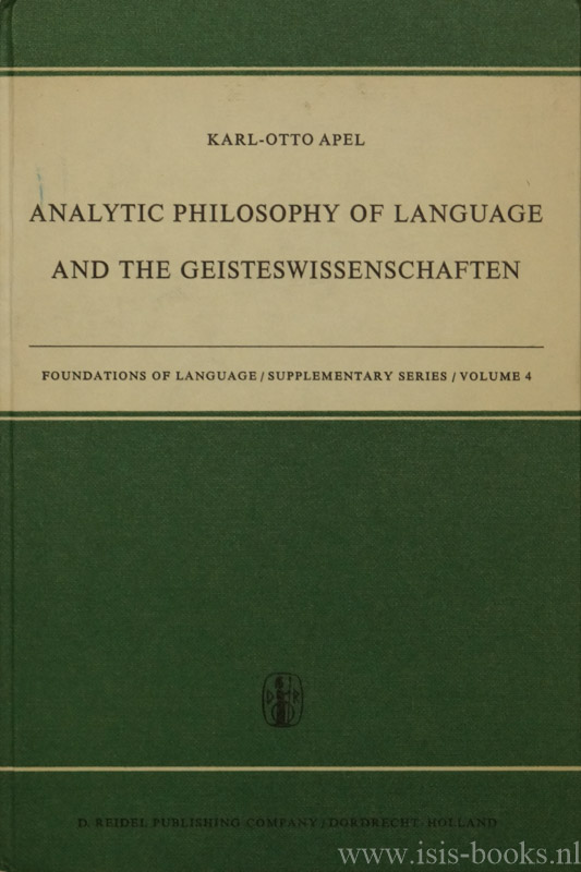 APEL, K.O. - Analytic philosophy of language and the Geisteswissenschaften