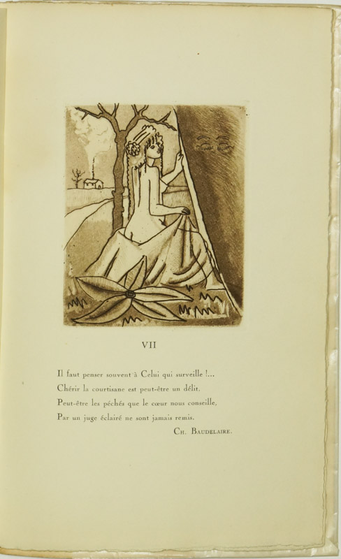 BAUDELAIRE, C. - A une  courtisane. Pome indit de Charles Baudelaire publi d'aprs le manuscript original et orn de huit eaux-fortes par Creixams.