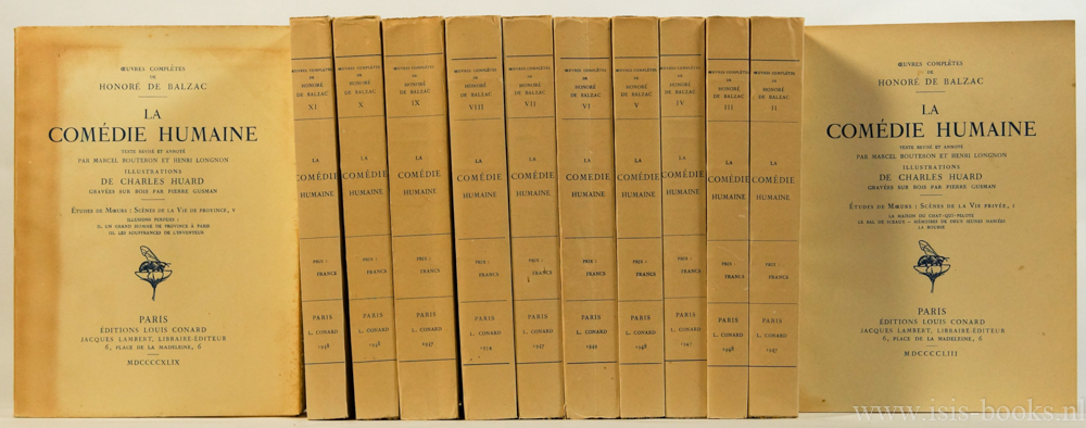 BALZAC, H. DE - La comdie humaine. Texte revis et annot par Marcel Bouteron et Henri Longnon. Illsutrations de Charles Huard graves sur bois par Pierre Gusman. 12 volumes.