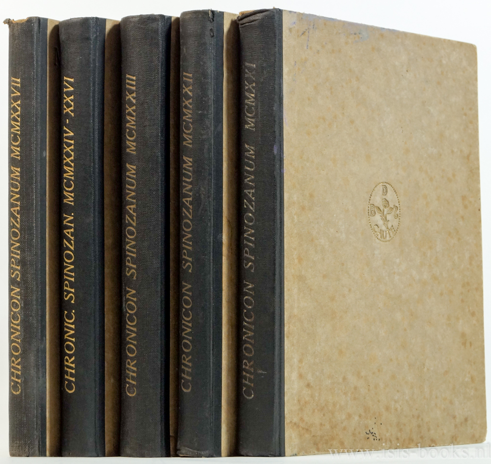 CHRONICON SPINOZANUM, SPINOZA, B. DE - Chronicon Spinozanum. Complete in 5 volumes