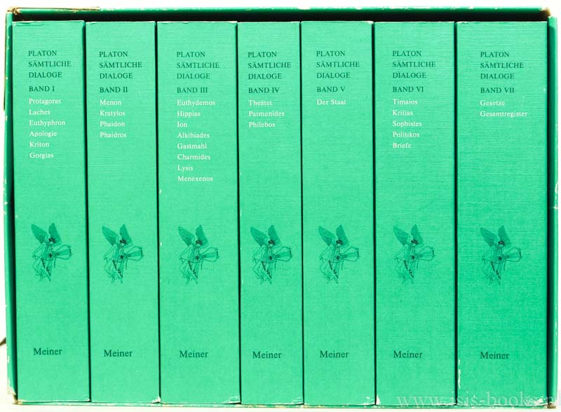 PLATO - Smtliche Dialoge. In Verbindung mit K. Hildebrandt, C. Ritter und G. Schneider herausgegeben und mit Einleitungen, Literaturbersichten, Anmerkungen und Registern versehen von O. Apelt. 7 volumes.