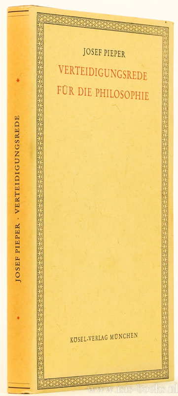 PIEPER, J. - Verteidigungsrede fr die Philosophie.