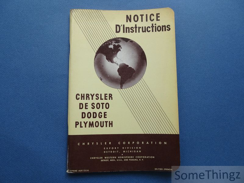 N/A. -Chrysler Corporation. - Chrysler, De Soto, Dodge, Plymouth. Notice d'instructions.