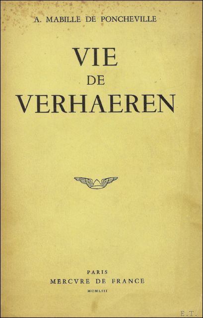 MABILLE DE PONCHEVILLE , A. - VIE DE VERHAEREN.