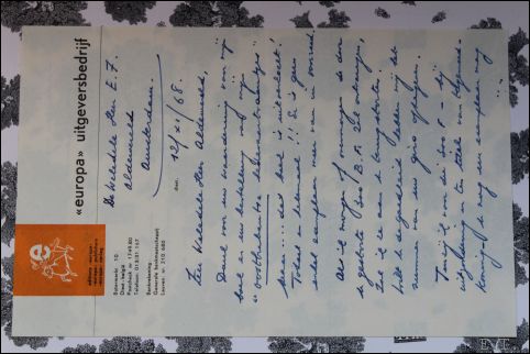 PHILIPPEN JOS - oude Vlaamse bedevaartvaantjes. handgeschreven brief door Jos Philippen.