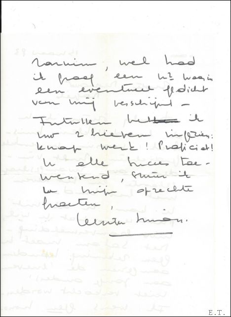 GISEKIN, Jo. - Klein huisboek; met opdracht, toevoeging van een originele handgeschreven brief.