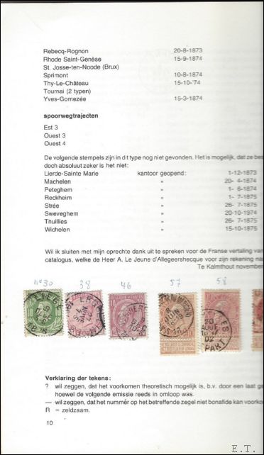 Koopman, H.. - cachets a simple cercle de Belgique / De enkelcirkel-stempels van Belgie.