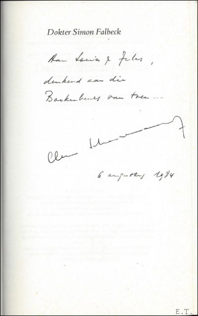 SCHOUWENAARS, Clem - DOKTER SIMON FALBECK. *** met handgeschreven opdracht, gesigneerd.